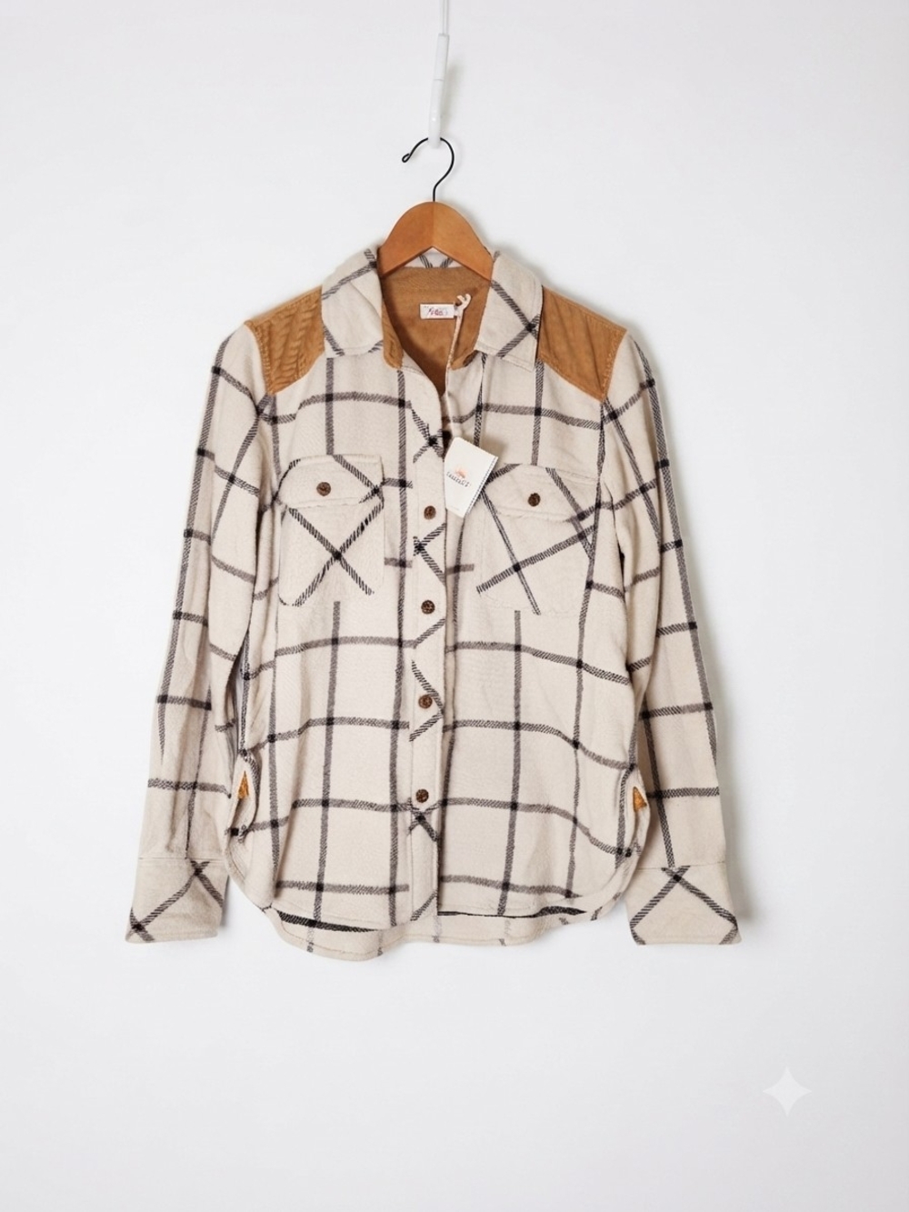 Faherty Cream Plaid Button-Down Shirt Size S